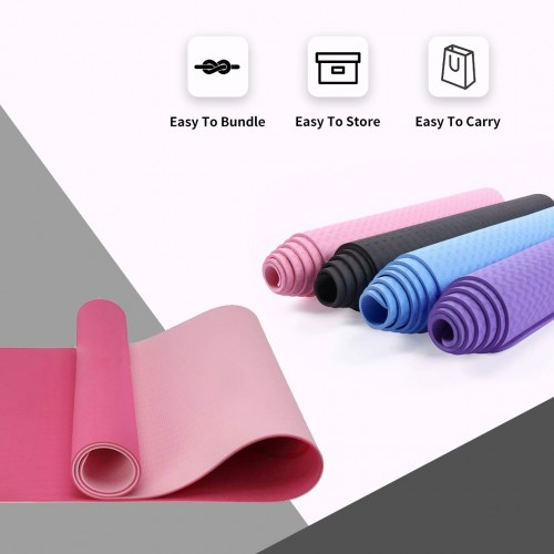 Yoga-1 Kono TPE Non-slip Classic Yoga Mat - Eco-friendly, Durable, and Comfortable, Plum and Pink - BEYRUN