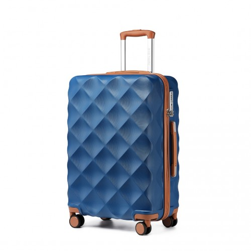 British Traveller 24 Inch Ultralight ABS & Polycarbonate Suitcase with TSA Lock - Navy & Brown - BEYRUN