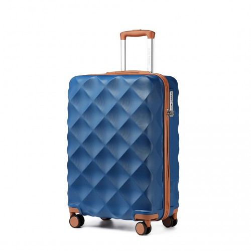 British Traveller 20 Inch Ultralight ABS & Polycarbonate Suitcase with TSA Lock - Navy & Brown | Lightweight, Durable & Airline Approved - BEYRUN