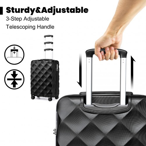 British Traveller 20-Inch Ultralight ABS & Polycarbonate Suitcase with TSA Lock - Black | Lightweight & Durable Travel Companion - BEYRUN