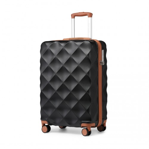 British Traveller 20 Inch Ultralight ABS & Polycarbonate Suitcase with TSA Lock - Sleek Black & Elegant Brown - BEYRUN