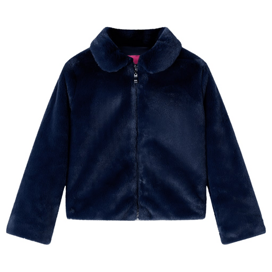 Kids' Navy Faux Fur Coat - Stylish & Warm Outerwear for 3-4 Years (Size 104) - BEYRUN