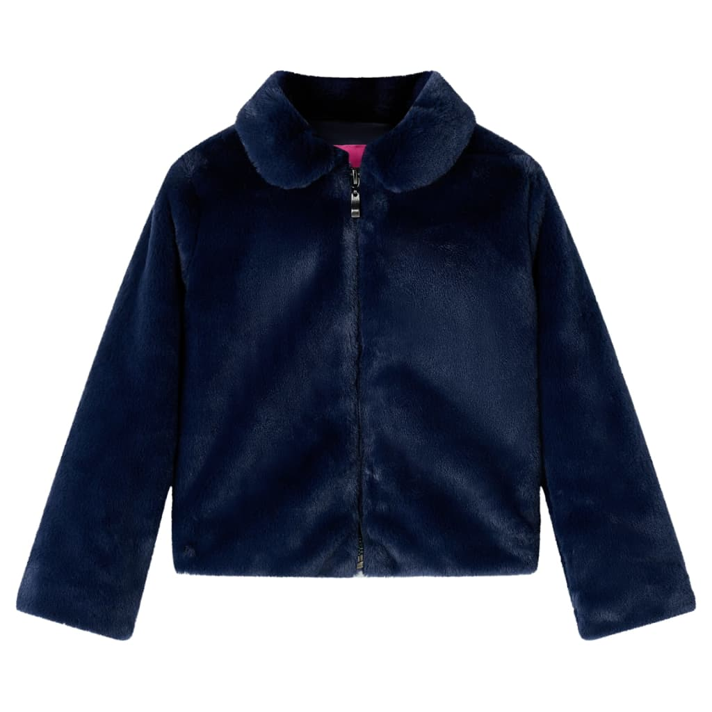 Kids' Faux Fur Coat - Navy, Size 92 (1.5-2 Years) | Warm & Stylish Children's Outerwear - BEYRUN