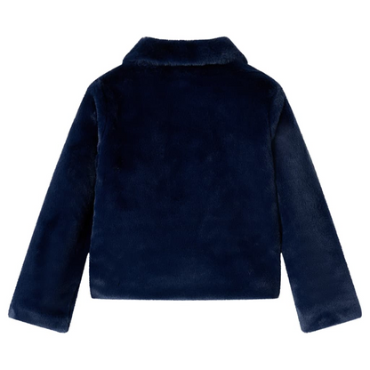 Kids' Faux Fur Coat - Navy, Size 92 (1.5-2 Years) | Warm & Stylish Children's Outerwear - BEYRUN