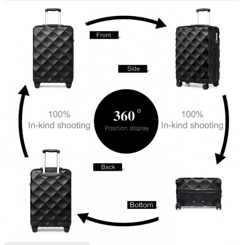 British Traveller 20-Inch Ultralight ABS & Polycarbonate Suitcase with TSA Lock - Black | Lightweight & Durable Travel Companion - BEYRUN