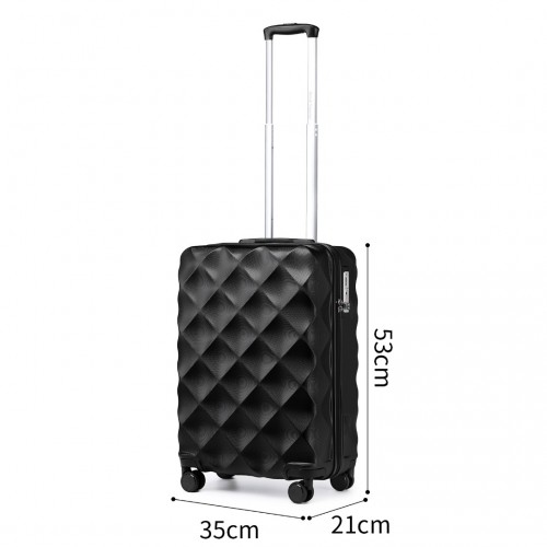 British Traveller 20-Inch Ultralight ABS & Polycarbonate Suitcase with TSA Lock - Black | Lightweight & Durable Travel Companion - BEYRUN