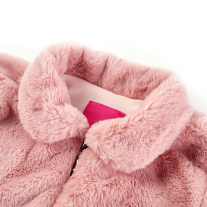 Stylish Kids' Pink Faux Fur Coat - Warm & Cozy | Size 128 for Ages 7-8 | High-Quality Children's Wear - BEYRUN