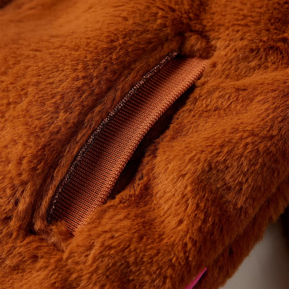 Kids' Faux Fur Hooded Jacket in Cognac - Size 104 | High-Quality, Warm & Stylish | Perfect for Kids Aged 3-4 Years - BEYRUN