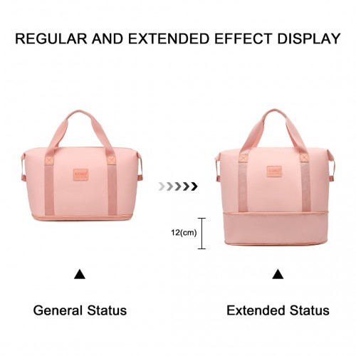 Kono Expandable Durable Waterproof Travel Duffel Bag Set - Pink, 2 Pieces - Perfect for Travel, Gym, and Daily Use - BEYRUN