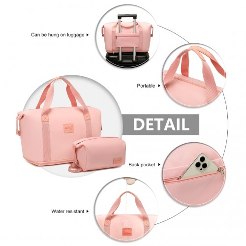 Kono Expandable Durable Waterproof Travel Duffel Bag Set - Pink, 2 Pieces - Perfect for Travel, Gym, and Daily Use - BEYRUN