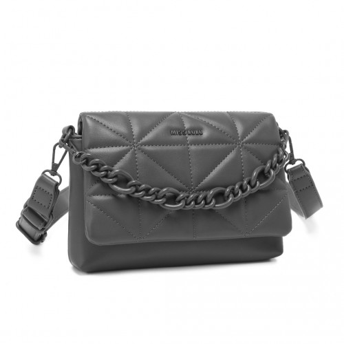 Miss Lulu Chic Quilted Grey Shoulder Bag with Chain Strap - Elegant & Stylish Handbag for Any Occasion - BEYRUN