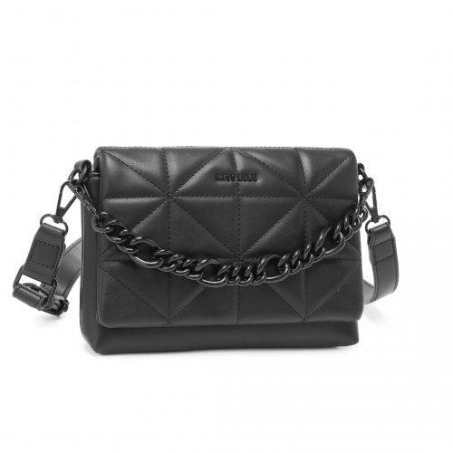 Miss Lulu Chic Quilted Shoulder Bag - Elegant Black PU Leather Handbag for Women - BEYRUN