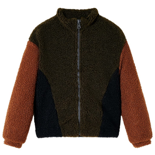 Kids' Jacket 104 - Stylish & Warm Patchwork Jacket for Children (3-4 Years, Khaki/Camel/Black) - BEYRUN