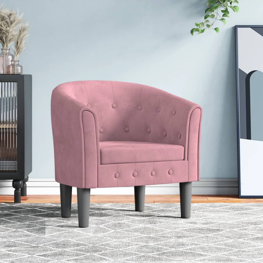 vidaXL Pink Velvet Tub Chair - Elegant and Comfortable Accent Chair for Modern Living Spaces - BEYRUN