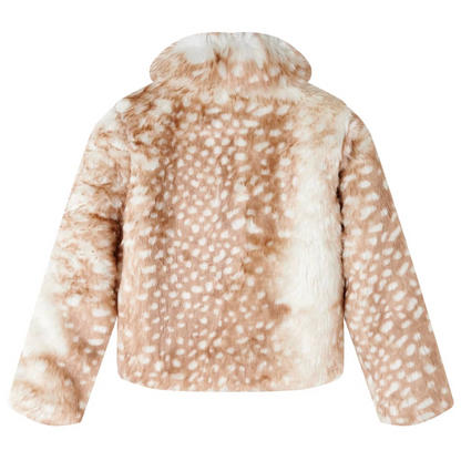 Kids' Faux Fur Coat in Cognac - Warm, Stylish & Perfect for Ages 5-6 - BEYRUN