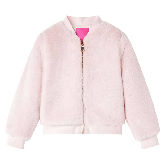 Warm & Stylish Kids' Faux Fur Jacket in Soft Pink - Perfect for Ages 3-4 (Size 104) - BEYRUN