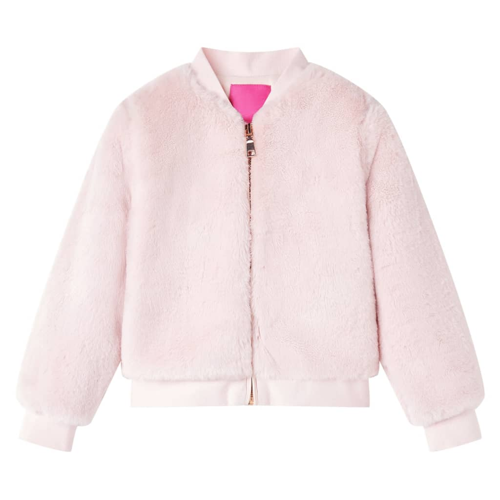 Soft Pink Kids' Faux Fur Jacket - Warm & Cozy, Ideal for Ages 9-10, Size 140 - BEYRUN