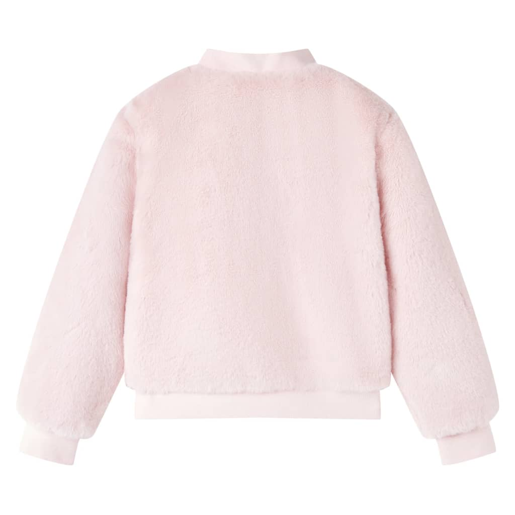 Soft Pink Kids' Faux Fur Jacket - Warm & Cozy, Ideal for Ages 9-10, Size 140 - BEYRUN