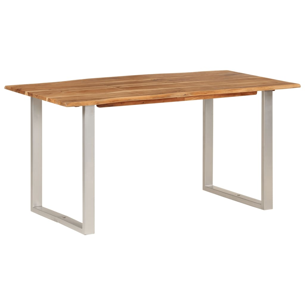 vidaXL Industrial Rustic Dining Table - 154x80x76 cm, Solid Acacia Wood with Steel Legs - BEYRUN