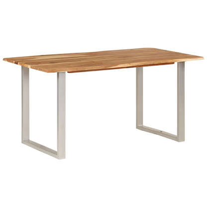 vidaXL Industrial Rustic Dining Table - 154x80x76 cm, Solid Acacia Wood with Steel Legs - BEYRUN