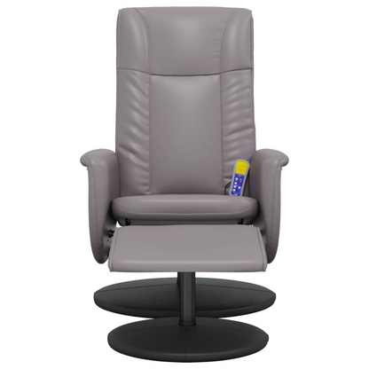 vidaXL Grey Faux Leather Massage Recliner Chair with Footstool - Ultimate Comfort and Relaxation - BEYRUN