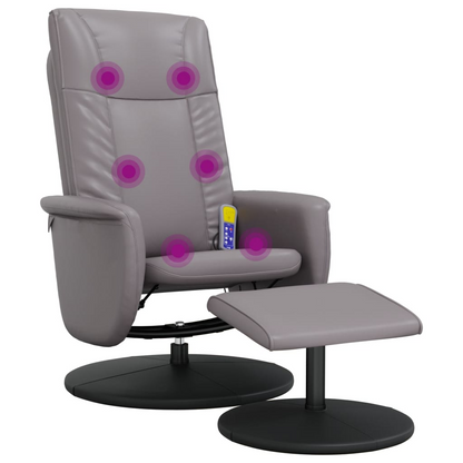 vidaXL Grey Faux Leather Massage Recliner Chair with Footstool - Ultimate Comfort and Relaxation - BEYRUN