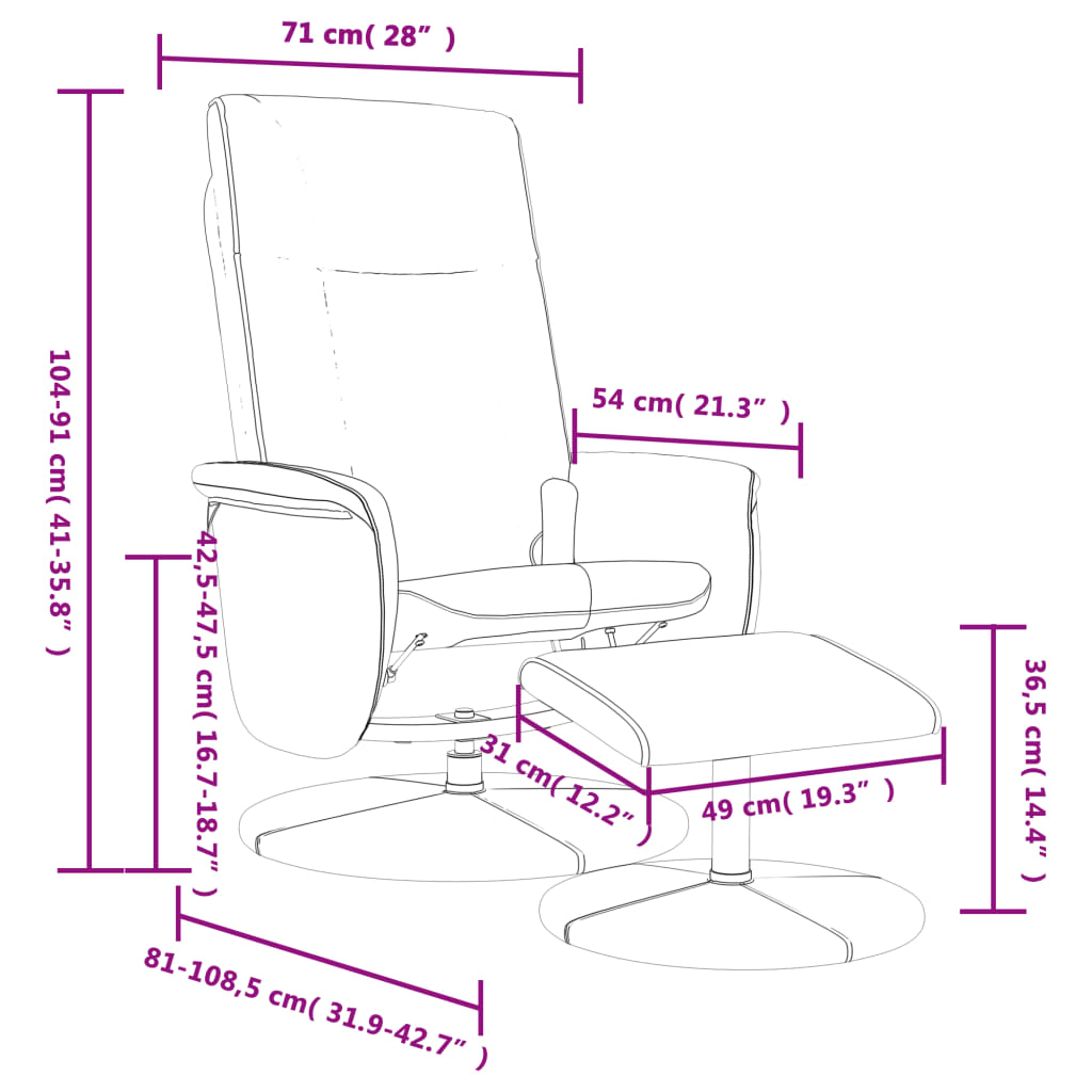 vidaXL Grey Faux Leather Massage Recliner Chair with Footstool - Ultimate Comfort and Relaxation - BEYRUN