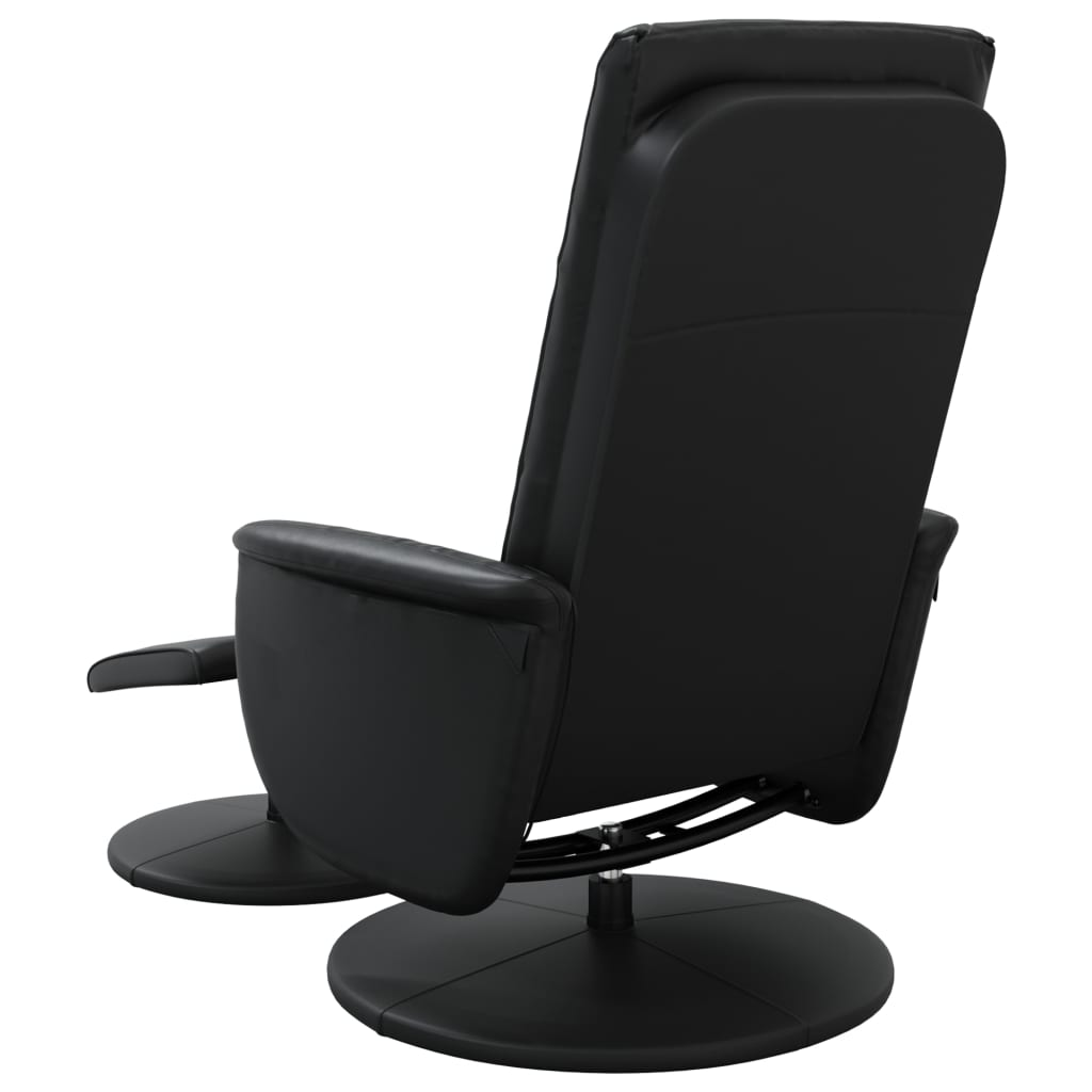 vidaXL Massage Recliner Chair with Footstool - Black Faux Leather | Swivel, Vibration Function for Ultimate Comfort - BEYRUN