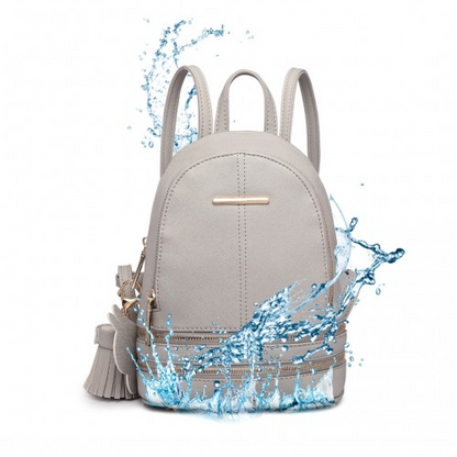 LT1705 - Miss Lulu PU Leather Look Small Fashion Backpack - Grey - BEYRUN