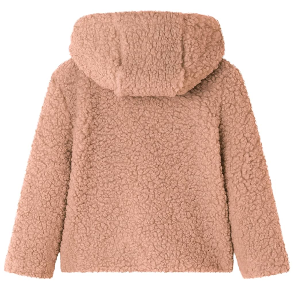 Kids' Hooded Jacket - Teddy Faux Fur, Light Cognac, Size 104 - Stylish Outerwear for 3-4 Year Olds - BEYRUN