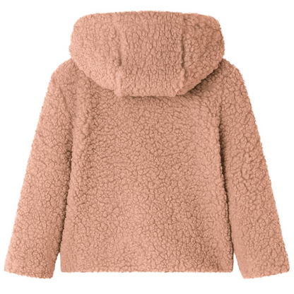 Kids' Hooded Jacket Teddy Faux Fur in Light Cognac - Warm & Stylish - Size 140 (Ages 9-10) - BEYRUN