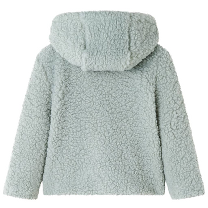 Kids' Mint Green Teddy Faux Fur Hooded Jacket – Cozy & Stylish | Size 92 (1.5-2 Years) – Perfect for Cooler Weather - BEYRUN