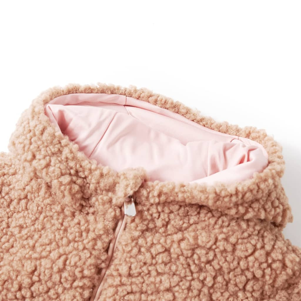 Kids' Cozy Hooded Teddy Faux Fur Jacket in Light Cognac - Size 116, Ages 5-6 | Soft & Stylish - BEYRUN