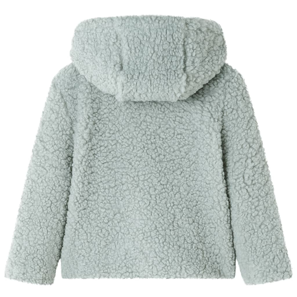 Kids' Mint Green Hooded Teddy Faux Fur Jacket - Cozy & Soft - 3-4 Years - Machine Washable - BEYRUN