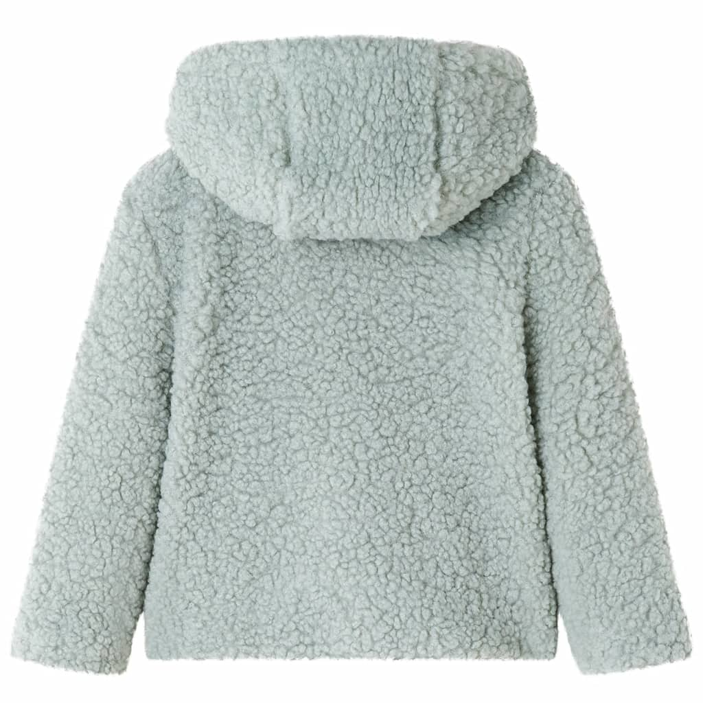 Kids' Hooded Jacket Teddy Faux Fur - Mint Green (Size 116) | Warm, Cozy, and Stylish for Ages 5-6 - BEYRUN