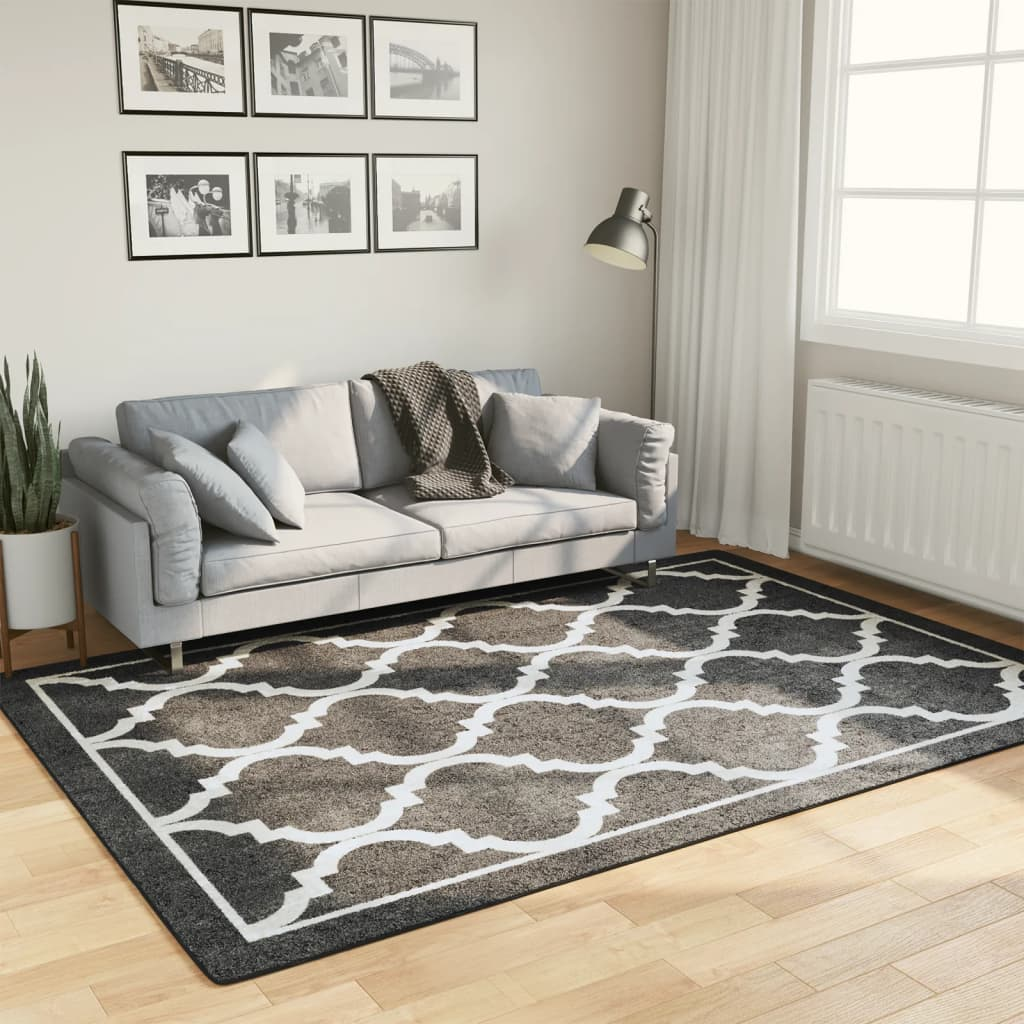 vidaXL Washable Anti-Slip Rug - Elegant Black and White, 160x230 cm - BEYRUN