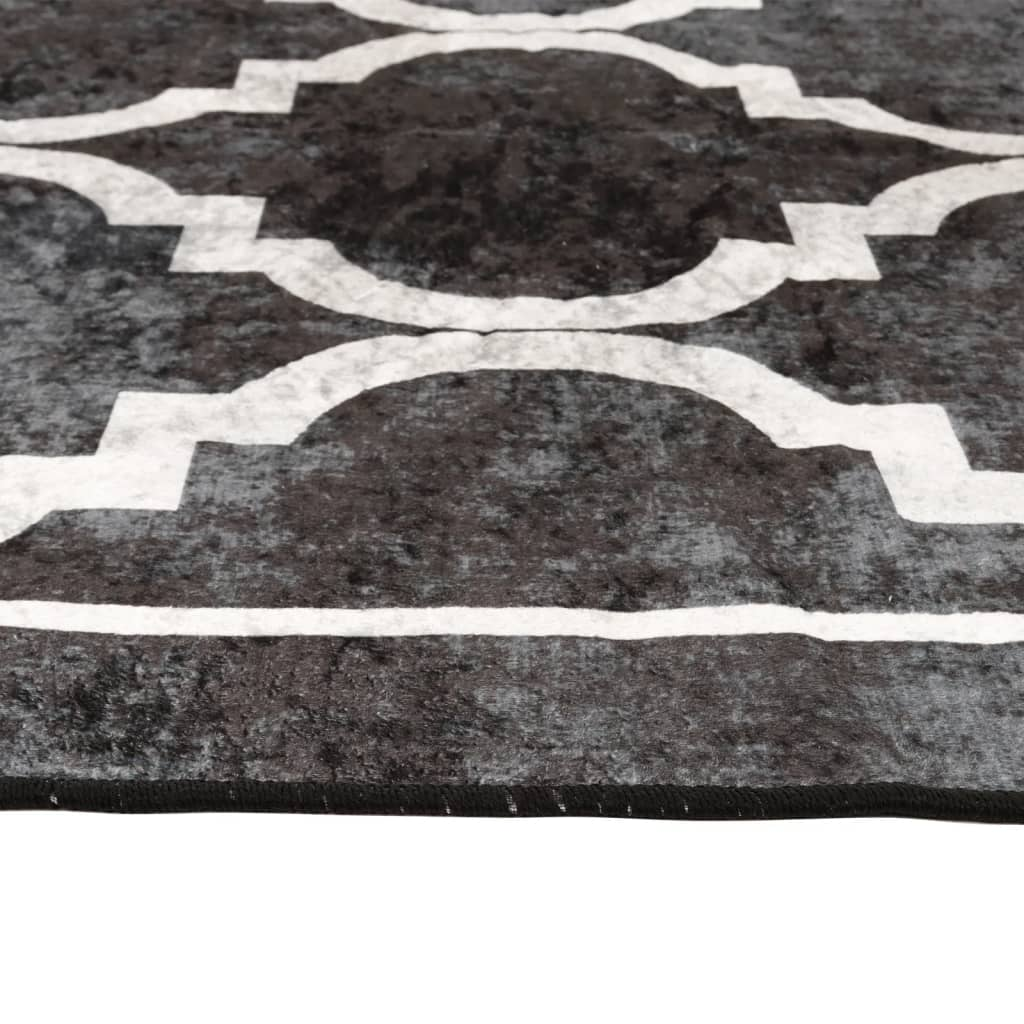 vidaXL Washable Anti-Slip Rug - Elegant Black and White, 160x230 cm - BEYRUN