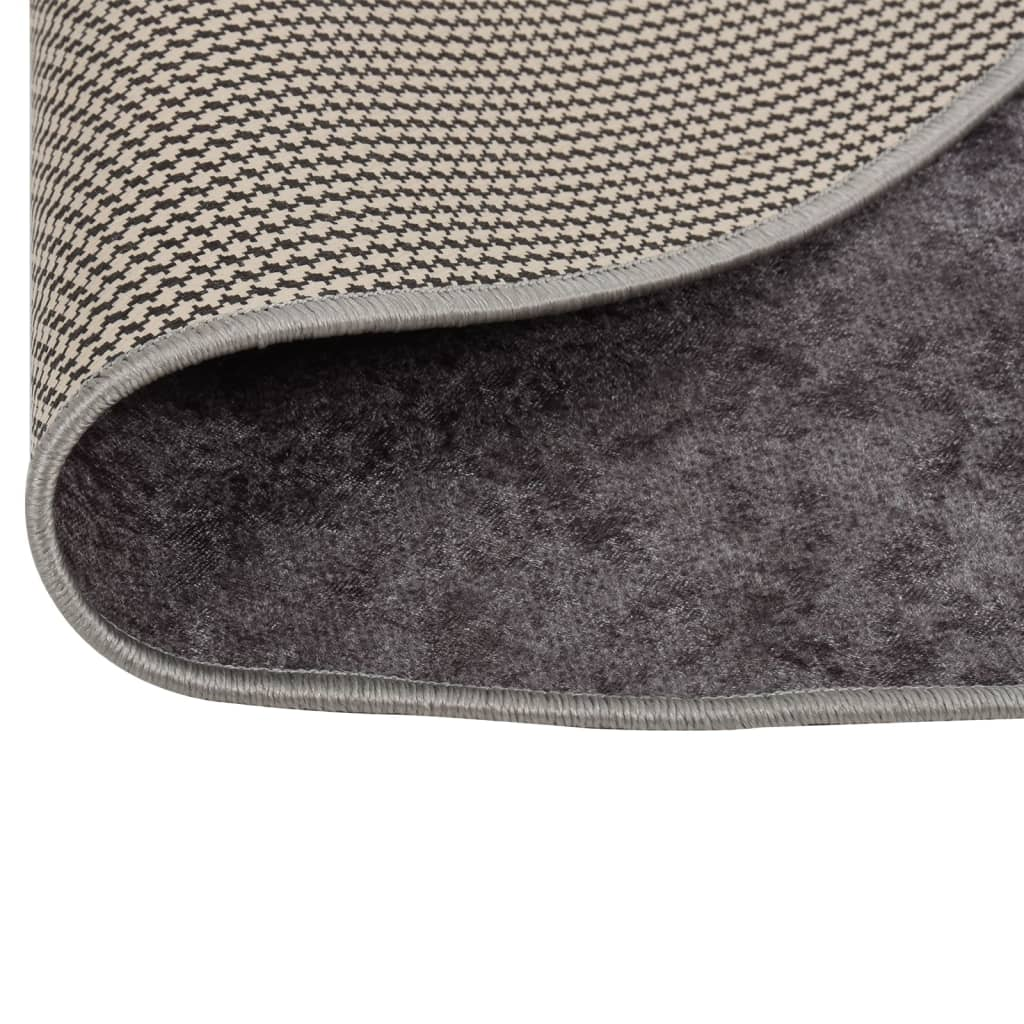 vidaXL Washable Grey Rug Ø 200 cm - Anti-Slip, Sound Absorbing, Soft Velvet Finish - BEYRUN