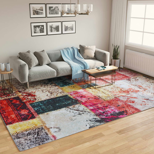 vidaXL Washable Multicolour Rug 400x300 cm | Anti Slip, Noise Reduction, Easy Care - BEYRUN