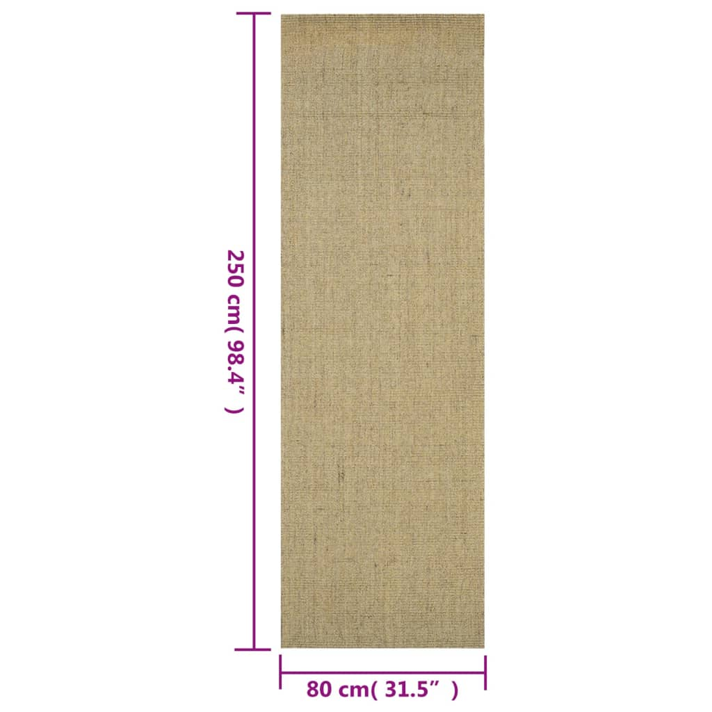 vidaXL Natural Sisal Rug with Anti-Slip Backing, 80x250 cm, Green - Durable & Eco-Friendly - BEYRUN