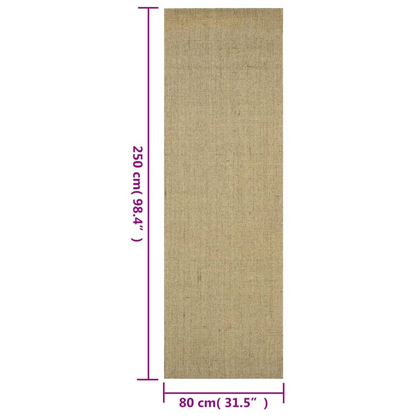 vidaXL Natural Sisal Rug with Anti-Slip Backing, 80x250 cm, Green - Durable & Eco-Friendly - BEYRUN