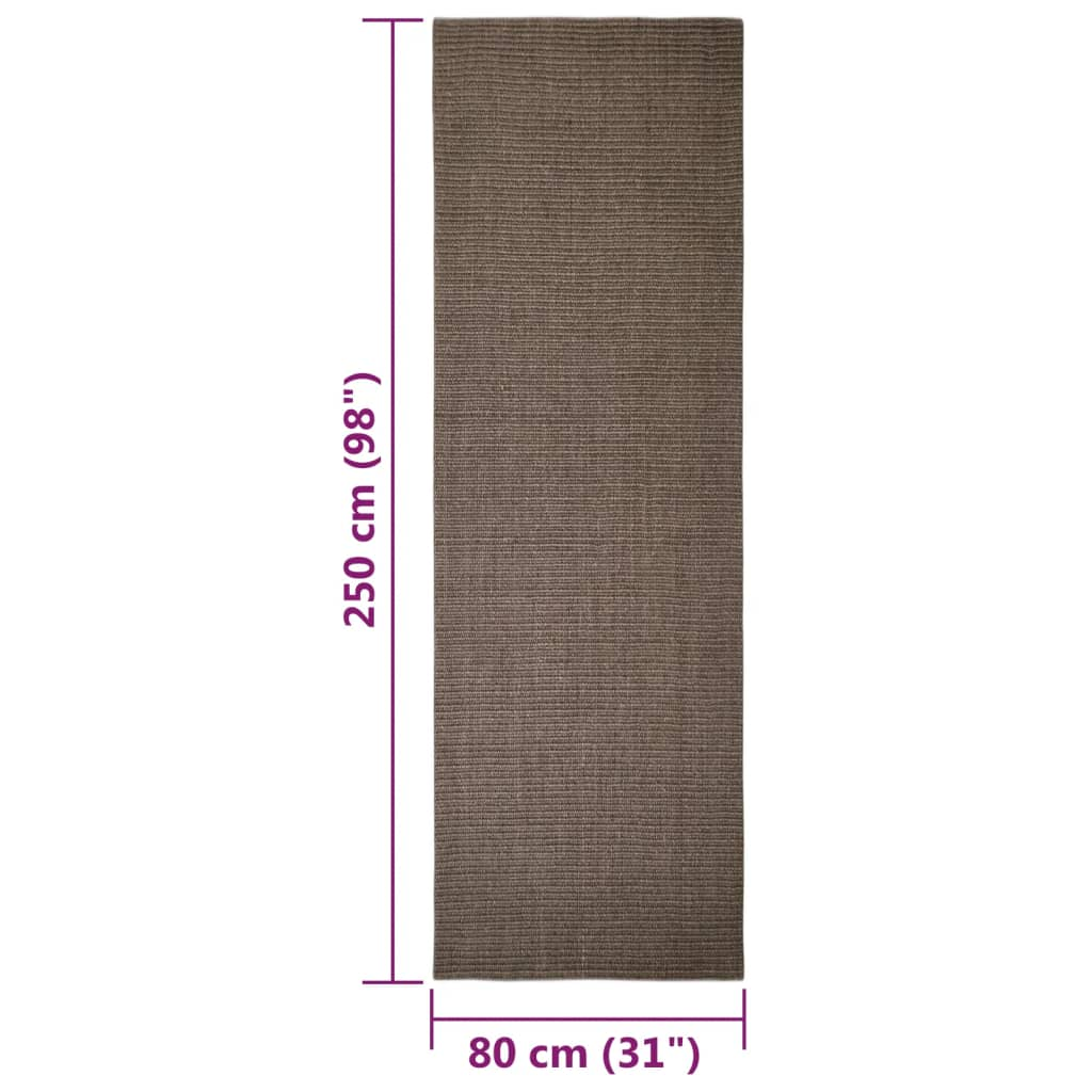 vidaXL Natural Sisal Rug 80x250 cm Brown - Premium Material, Anti-Slip Backing, Easy Maintenance - BEYRUN