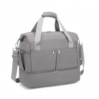 Kono Waterproof Multi-Pocket Travel Duffel Bag Set - Grey with Shoe Compartment - BEYRUN