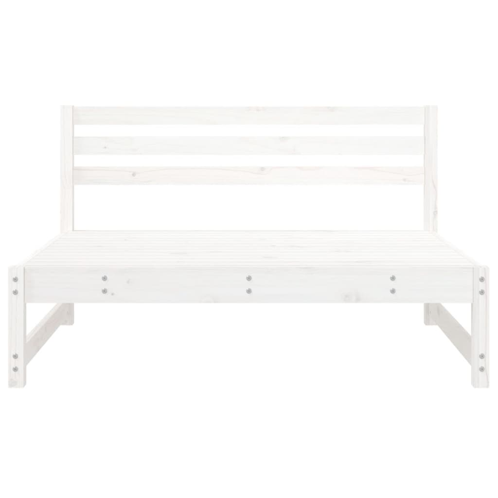 vidaXL Garden Middle Sofa White - 120x80 cm Solid Pine Wood | Outdoor Patio Furniture - BEYRUN