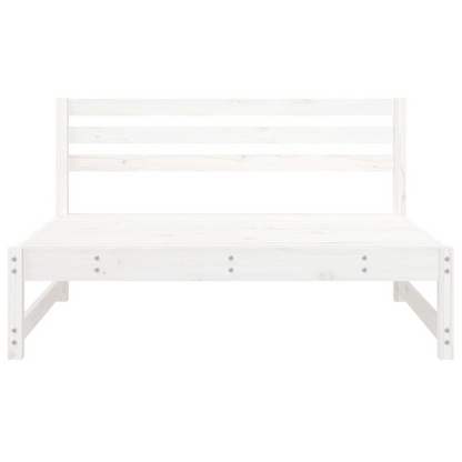 vidaXL Garden Middle Sofa White - 120x80 cm Solid Pine Wood | Outdoor Patio Furniture - BEYRUN