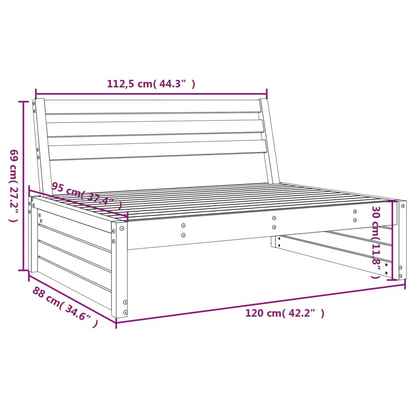 vidaXL Garden Middle Sofa 120x80 cm - Impregnated Pine Wood for Outdoor Seating & Relaxation - BEYRUN