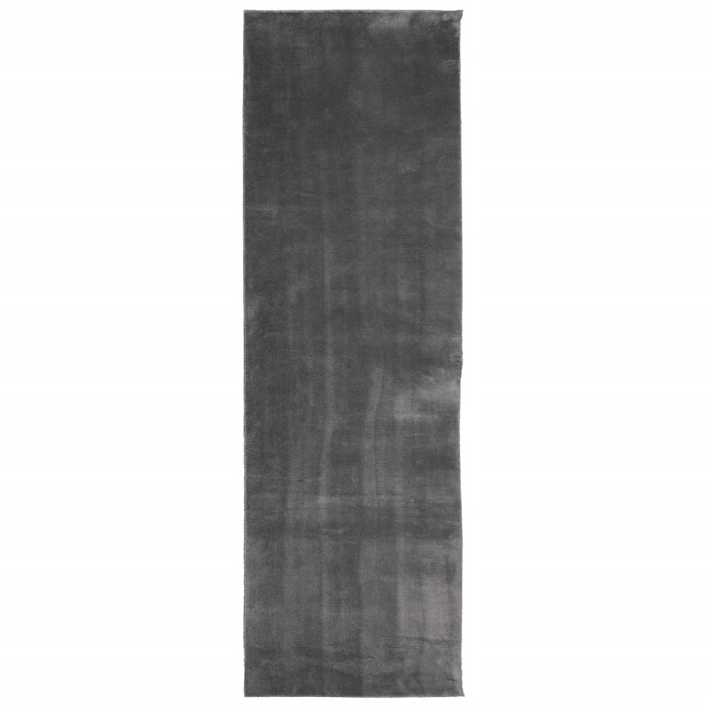 vidaXL HUARTE Short Pile Rug - Soft & Washable Anthracite Rug 80x250 cm | Stylish Modern Fur Look - BEYRUN