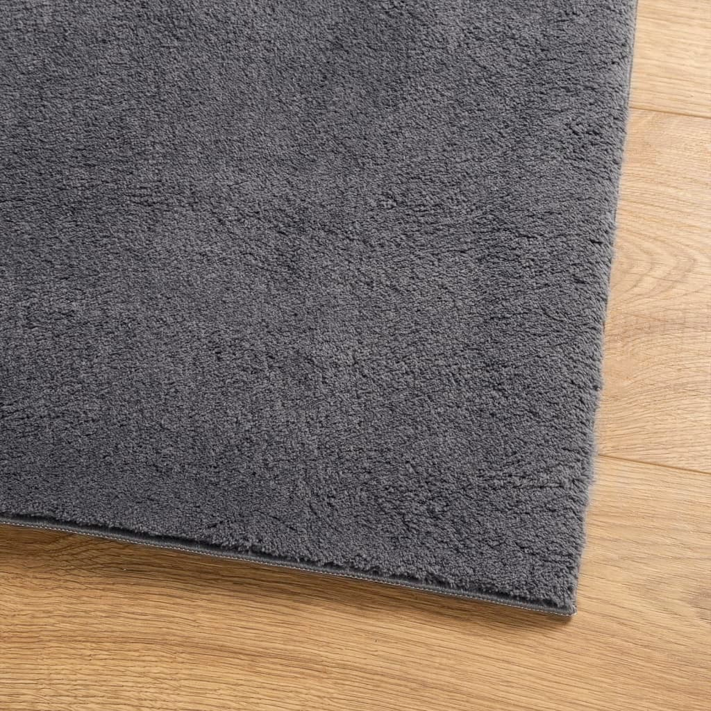 vidaXL HUARTE Short Pile Rug - Soft & Washable Anthracite Rug 80x250 cm | Stylish Modern Fur Look - BEYRUN