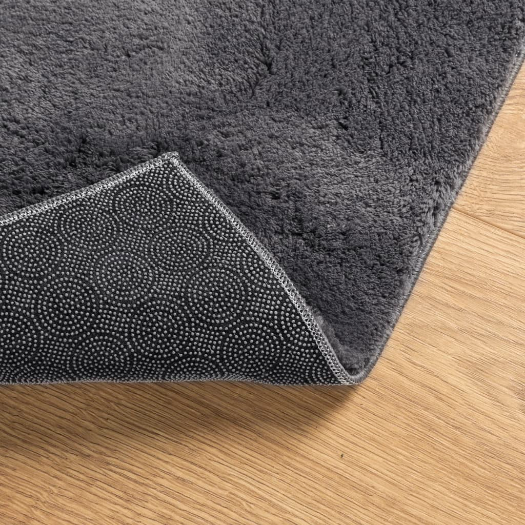 vidaXL HUARTE Short Pile Rug - Soft & Washable Anthracite Rug 80x250 cm | Stylish Modern Fur Look - BEYRUN