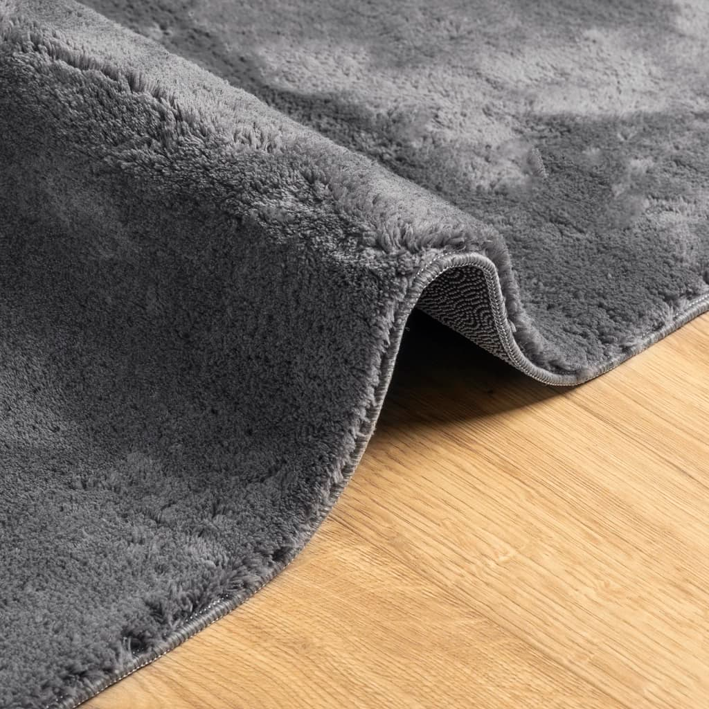 vidaXL HUARTE Short Pile Rug - Soft & Washable Anthracite Rug 80x250 cm | Stylish Modern Fur Look - BEYRUN